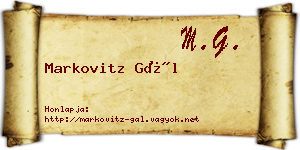 Markovitz Gál névjegykártya
